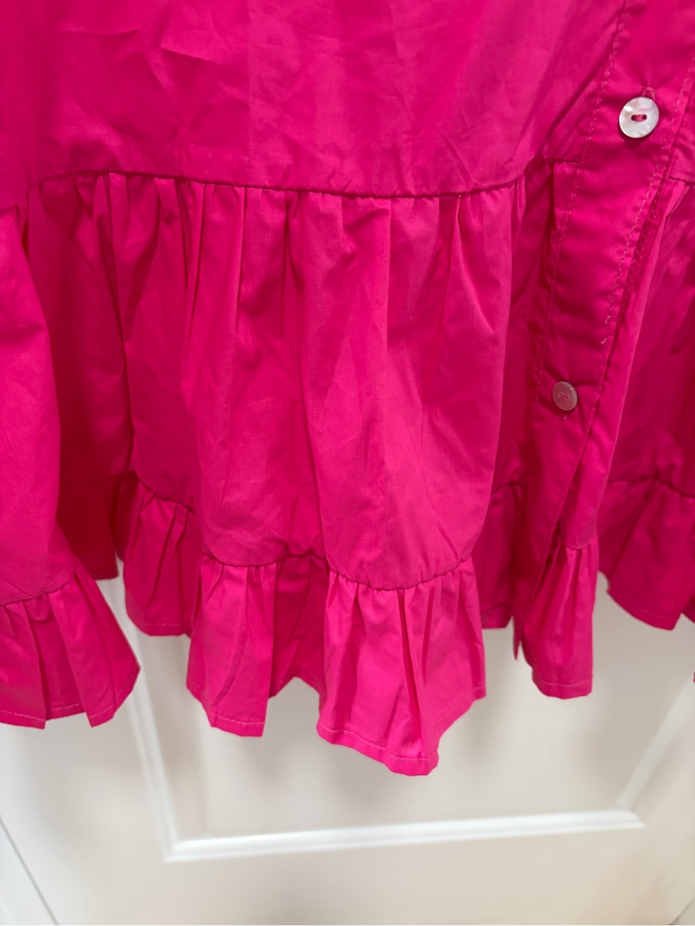 Shannon Passero‎ Mattie Dress NWT size XS Bright Pink Cotton Poplin Ruffle - Picture 3 of 10